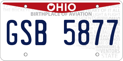 OH license plate GSB5877