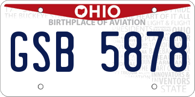 OH license plate GSB5878