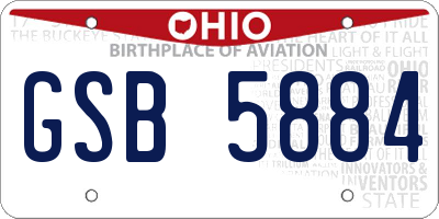 OH license plate GSB5884