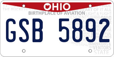 OH license plate GSB5892