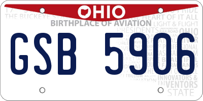 OH license plate GSB5906