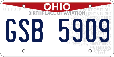 OH license plate GSB5909