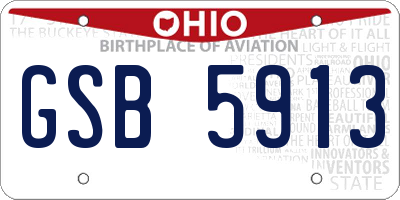 OH license plate GSB5913
