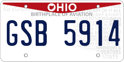 OH license plate GSB5914