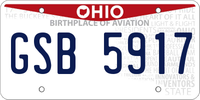 OH license plate GSB5917