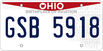OH license plate GSB5918