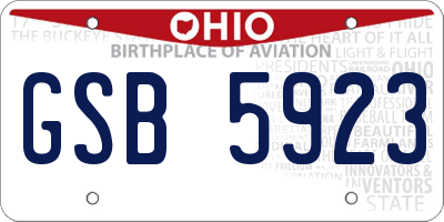 OH license plate GSB5923
