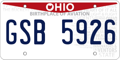 OH license plate GSB5926