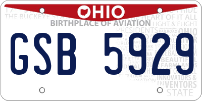 OH license plate GSB5929