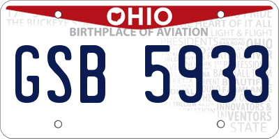 OH license plate GSB5933