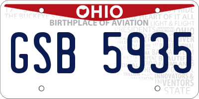 OH license plate GSB5935