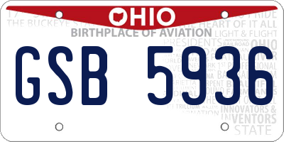 OH license plate GSB5936