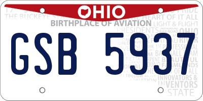 OH license plate GSB5937