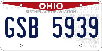 OH license plate GSB5939