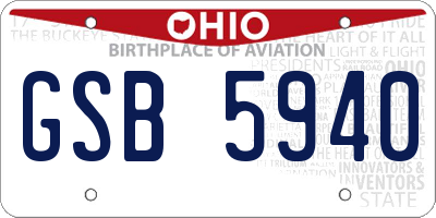 OH license plate GSB5940