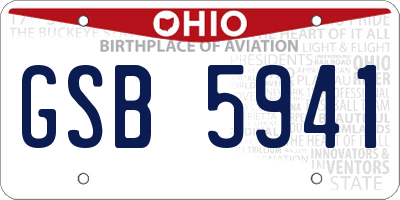 OH license plate GSB5941