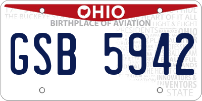 OH license plate GSB5942