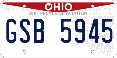 OH license plate GSB5945