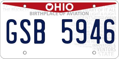 OH license plate GSB5946