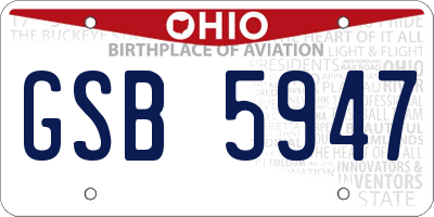 OH license plate GSB5947