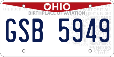 OH license plate GSB5949