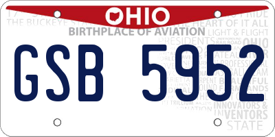 OH license plate GSB5952