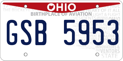 OH license plate GSB5953