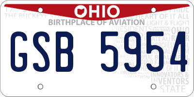 OH license plate GSB5954