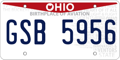 OH license plate GSB5956