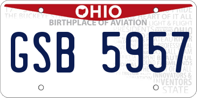 OH license plate GSB5957