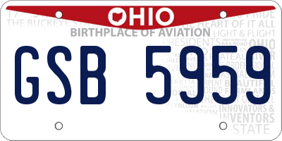 OH license plate GSB5959