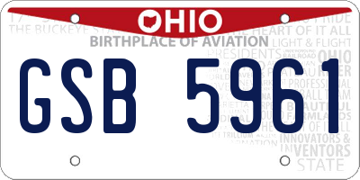 OH license plate GSB5961