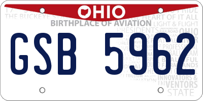 OH license plate GSB5962