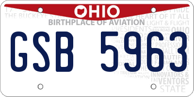 OH license plate GSB5963