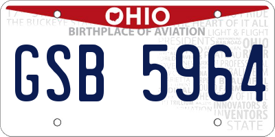 OH license plate GSB5964