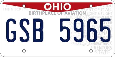 OH license plate GSB5965