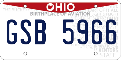 OH license plate GSB5966