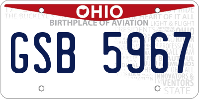 OH license plate GSB5967