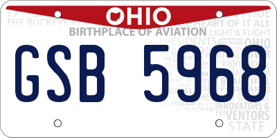 OH license plate GSB5968