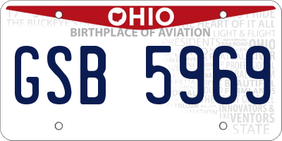 OH license plate GSB5969