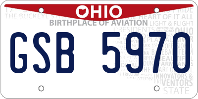 OH license plate GSB5970