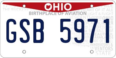 OH license plate GSB5971