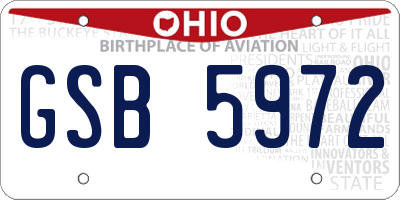 OH license plate GSB5972