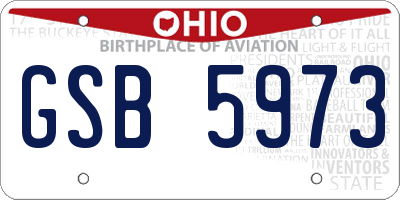 OH license plate GSB5973