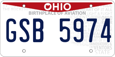 OH license plate GSB5974