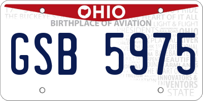 OH license plate GSB5975