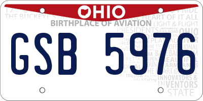 OH license plate GSB5976