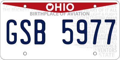 OH license plate GSB5977