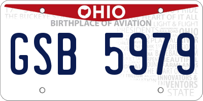 OH license plate GSB5979