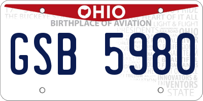 OH license plate GSB5980